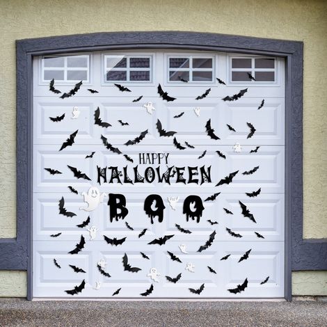 Autocollants 3D Halloween Chauves-Souris et Fantômes Réalistes Effrayants Décor Mural DIY Maison Intérieur Déco Fête Halloween (1/3)