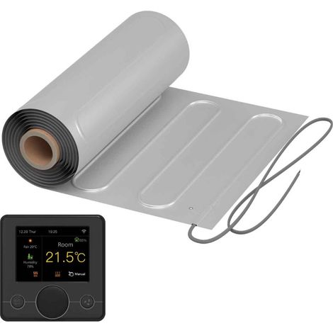 Natte chauffante WARMON ALU 150 W/m² avec Thermostat R7C-716 intelligent WiFi LCD-Couleur noir - 1,5 m²