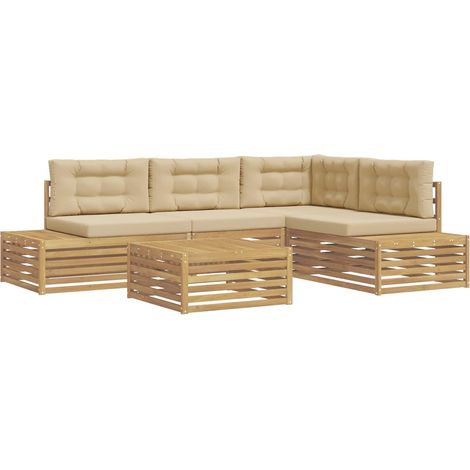 5 Piece Outdoor Sofa Set Polyester White vidaXL
