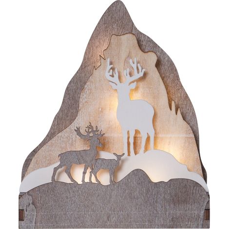 EGLO LED Weihnachtsdeko, Weihnachts-Silhouette Berg mit Hirschen und Reh, Winterlandschaft mit batteriebetriebener Beleuchtung, warmweiß (1/4)