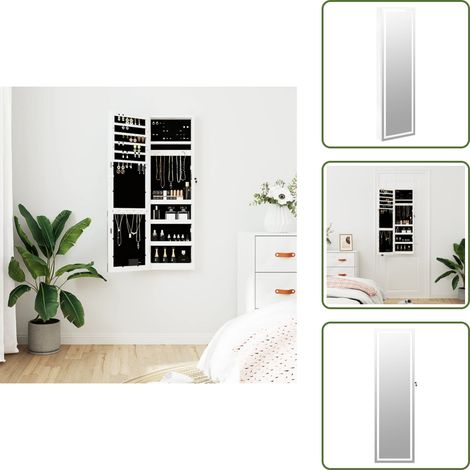 Spiegel-Schmuckschrank mit LED-Beleuchtung Wandmontage Weiß - Spiegel-Schmuckschrank - Schmuckaufbewahrung - LED-Beleuchtung - Kosmetikspiegel - Badezimmermöbel (1/5)