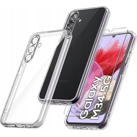 FUNDA DELGADA para SAMSUNG GALAXY M34 5G, PARTE TRASERA TRANSPARENTE + CRISTAL (1/5)