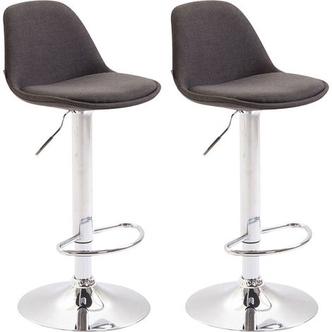 Set di 2 sgabelli da bar moderni e comodi, seduta in tessuto grigio scuro e gambe in metallo cromato 100004243