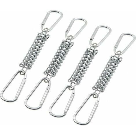 Boucle Ressort Tension Fixation Store - Voile D'ombrage Fixations Accessoires en Acier Inoxydable avec 4 Ressorts HéLicoïdaux 8 Mousquetons pour Tentes Auvents Camping, 4 Pcs,SEMAket