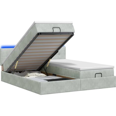 Maison Exclusive - Letto Ottomano con Materasso e LED Grigio Chiaro 200 x 200 cm (1/5)