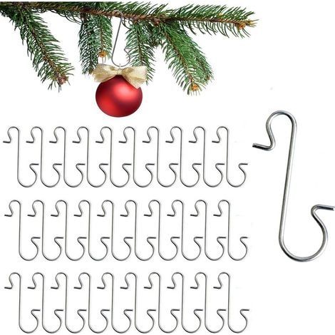 100 Pièces Crochets D'Ornement de Noël,Cintre Suspension Arbre Noël,Crochet pour Boules Noël en Forme de S,Noël Crochets Cintres,Attache Boule de Noel pour Accrocher Décoration Noël (argent) (1/5)