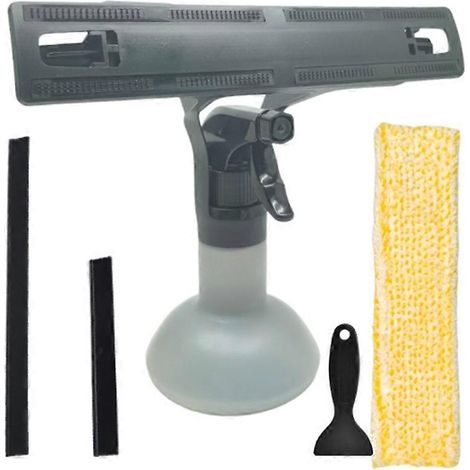 Ensemble d'outils de nettoyage de vitres comprenant un flacon pulvérisateur, une serpillière en microfibre et un grattoir pour aspirateur de vitres Kacher WV1 WV2 (accessoires 5.633-176.0). (1/5)