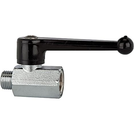 Riegler Mini-Kugelhahn, sandgestrahlt, MS vern., Handhebel, G 3/8 IG/AG (1/3)