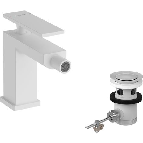 Hansgrohe Tecturis E - Miscelatore per bidet, con sistema di scarico, bianco opaco 73200700 (1/2)