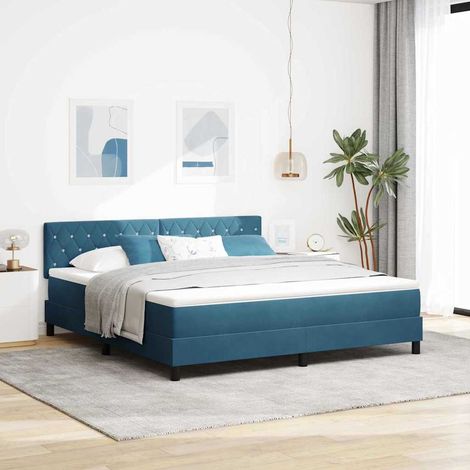 Boxspringbett mit Matratze Dunkelblau 180 x 200 cm Samt (1/5)