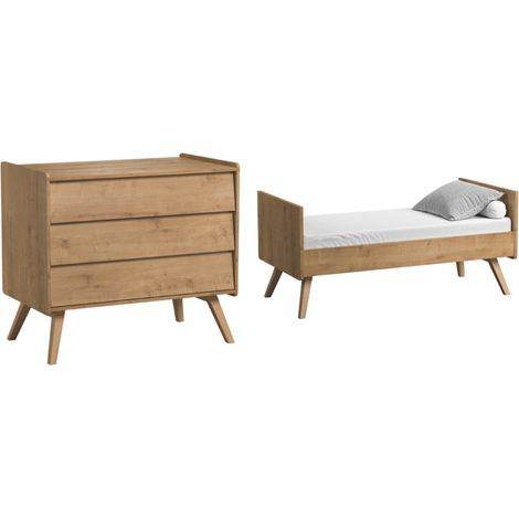 Lit bébé évolutif et Commode à langer Vox Vintage Bois