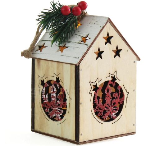 Casetta decorativa appendibile con led, 8x8x12 cm (kit da 10) (1/5)
