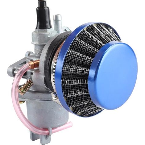 Filtre à carburant de petite cylindrée avec joint de filtre à air bleu, adapté aux mini-motos 2 temps de 47 cm³ et 49 cm³.