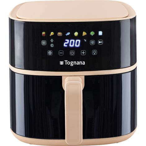 Tognana Porcellane D2DFA05IRCH Fritteuse Eins/Eine(r) 8 l Unabhängig 2000 W Heißluftfritteuse Schwarz, Champagner (1/4)
