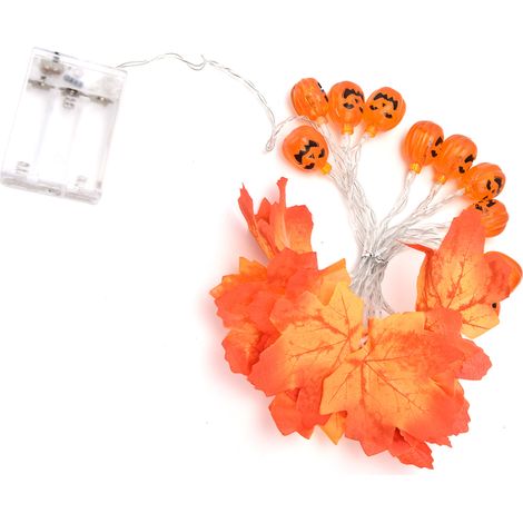 20 LED Halloween-Lichterkette mit Blättern und Kürbissen für die Heimdekoration – ideal für Partys und Feste im Innenbereich (1/5)