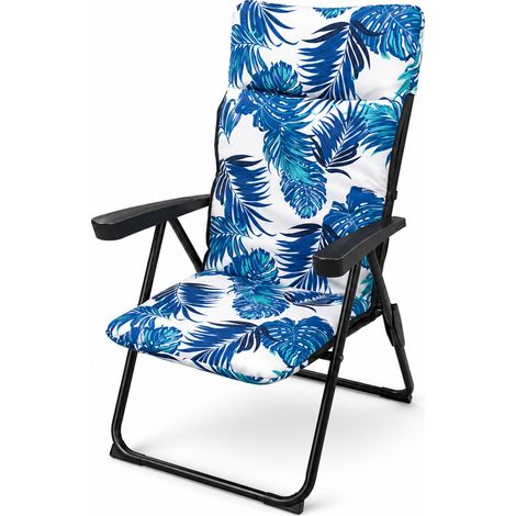 Sedia Sdraio Relax Cuscino Struttura Pieghevole Design Floreale 68x58x45/108cm