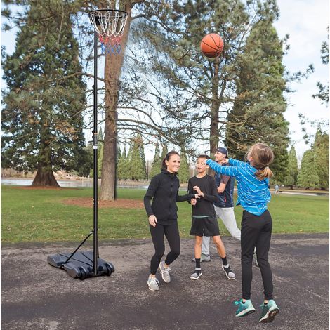 Panier de basket portable réglable 259-305 cm en métal noir, mobile intérieur extérieur FloraGrace (1/5)