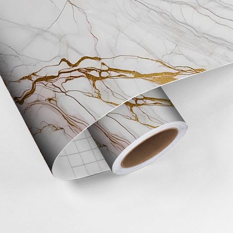 Revêtement sticker sol - EFFET MARBRE GRIS ROSE - Rouleau adhésif Protection Anti-dérapant - 60x100cm (1/5)