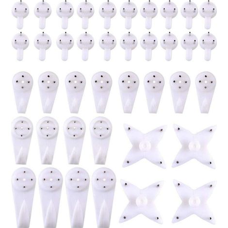 Lot de 40 crochets de suspension pour mur en dur et cloison, pour accrocher des tableaux, des photos de mariage, des miroirs (1/5)