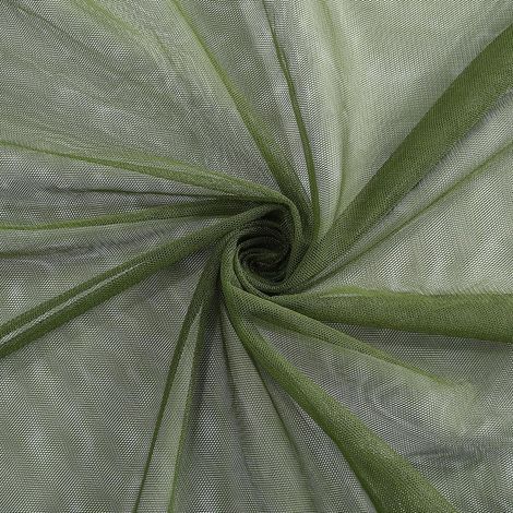 Tissu Tulle Vert Olive Foncé 2.19 mètre Moustiquaire Douce Voile Transparent Tissu Solide Polyester Respirant pour la Couture la Confection de Vêtements D'Accessoires de Décoration Intérieur (1/5)