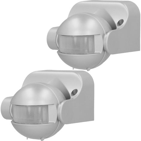 2x Infrarot Bewegungsmelder Neigbar IP44 180 Grad Silber (1/5)