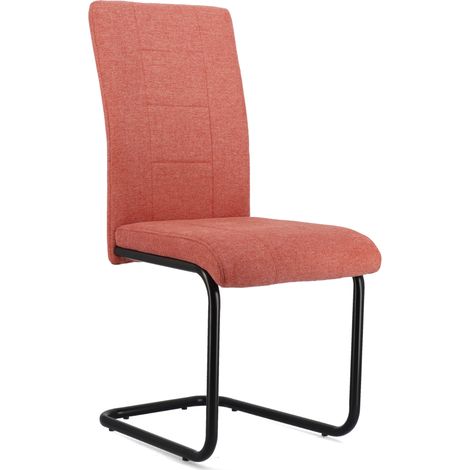 Home Heavenly® - Pack 4 sillas comedor KLARA con tela de tapicería jaspeada antimanchas y patas metálicas en color negro, 102x43  Color: Coral (1/5)