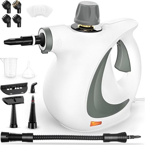 Limpiador a vapor portátil - Limpiador multifuncional - Limpieza profunda - Sin productos químicos - Depósito de agua de 350 ml - Blanco (1/5)