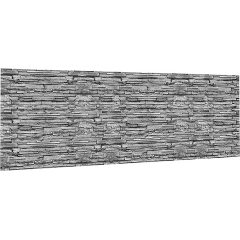 Idmarket – Brise vue occultant 1,8 x 10 m – 160 g/m² – Trame 100 % polyester – Fort pouvoir occultant – Motif pierre grise