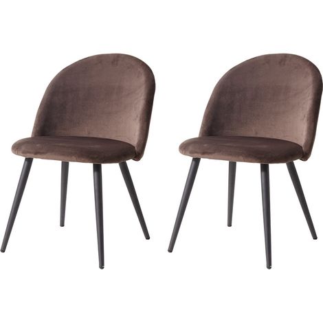 Wokaka Lote de 2 Sillas de comedor de terciopelo Sillas de salón Cojines Suaves de Terciopelo Asiento (marrón)