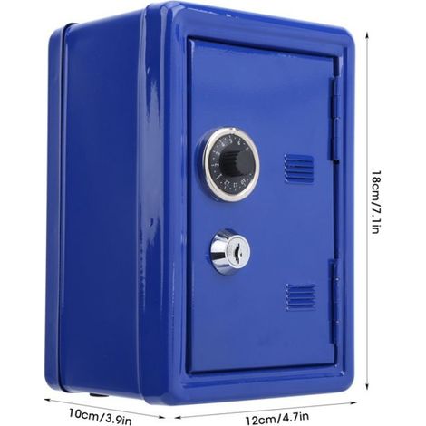 Coffre-fort pour enfants Enfants Mini clé argent mallette de rangement Simulation coffre-fort en bricolage barillet Bleu (1/4)