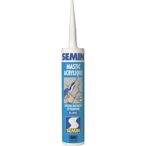 Semin – Mastic acrylique blanc 310 ml – Pour fissures et liaisons maçonnerie – Excellente adhérence sur bois, béton, PVC – Sans solvant (1/6)