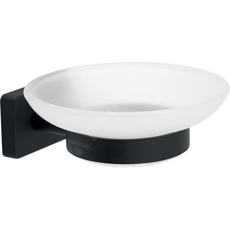 Novaservis Ferro Greta - Porte-savon avec support, verre dépoli/noir mat AGR02BL (1/2)