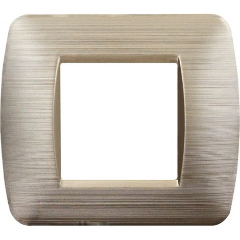 Placca serie Space, 2 moduli, plastica satinata, oro, compatibile con serie BTicino Living - Ettroit LN85211