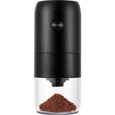 Moulin à café électrique rechargeable par USB avec broyeur conique en céramique  grossièreté réglable  Moulin à café expresso portable rechargeable 30 g pour haricots et épices (noir)