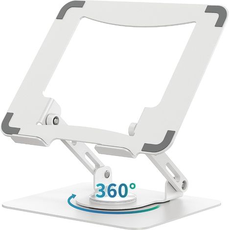 Soporte para portátil con base giratoria de 360°, elevador de escritorio ergonómico, altura ajustable en múltiples ángulos, soporte plegable, soporte metálico estable para portátiles de 10 a 15,6", co (1/4)