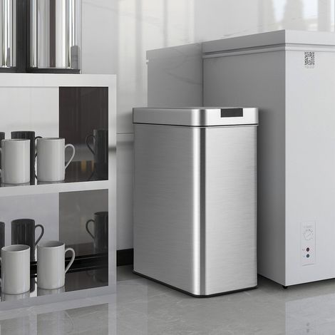 CASART Slim Kitchen Trash Can 50L Automatic Sensor Garbage Can w/ Wing Lids (1/5)