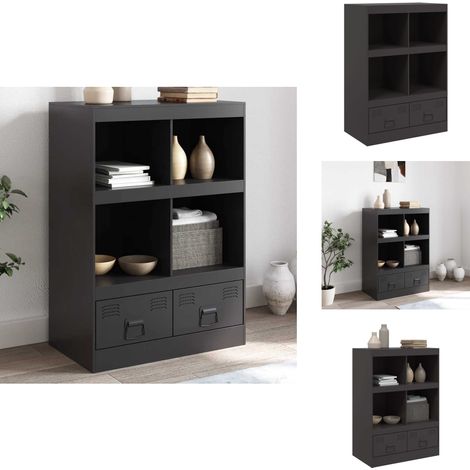 Buffet haut noir 67x39x95 cm acier - Buffet Design - Meuble Rangement - Armoire Moderne - Buffet Noir - Buffet Industriel (1/5)