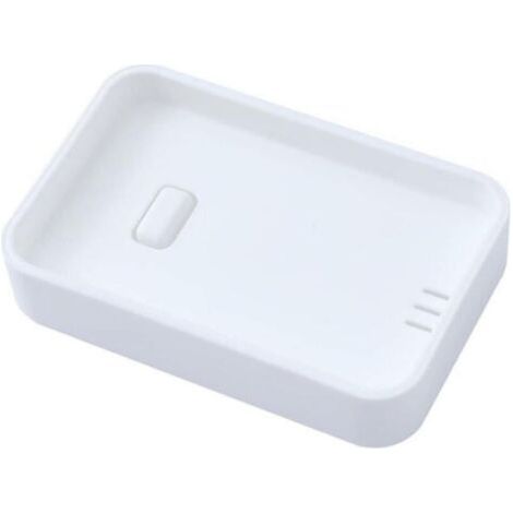 Porte-savon en plastique, porte-savon carré pour salle de bain, porte-savon double couche avec système d'évacuation de l'eau (couleur : blanc) (1/4)