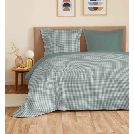 Parure de draps 4 pièces "Vanessa" pour lit 160 x 200 cm "Grande largeur" Gabrielle Sauge -  - (1/4)