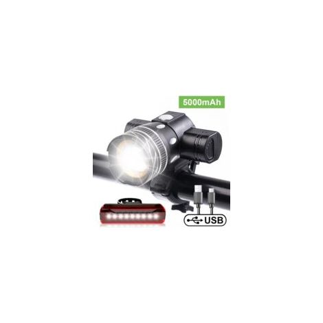 Luz LED recargable e impermeable de 5000 lúmenes para bicicleta (6 horas de autonomía), ideal para ciclismo de carretera, montaña y ciudad, con 3 modos de funcionamiento - Crezuo