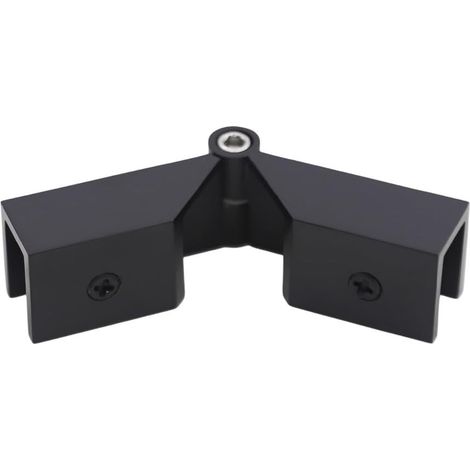 Support mural en laiton massif à fixation orientable à 90-180 degrés pour parois de verre de douche de 8 à 12 mm d'épaisseur, finition polie dépolie, pour cabine de douche (noir) (1/5)