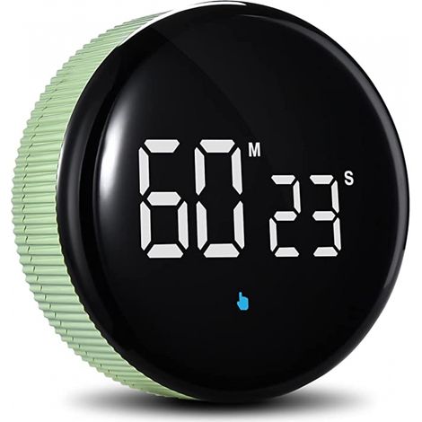 Minuteur de cuisine rechargeable, minuteur magnétique de productivité avec grand écran LED, minuteur visuel numérique pour enfants, idéal pour la cuisine, le fitness, le travail et les études (vert) (1/5)