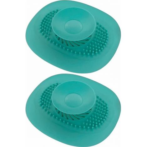 2x Universal-Badewannenstöpsel für Spülbeckenabflüsse, Küchenwaschbecken, Bodenschutz, Waschküche, Badezimmer, Geruchsfilter, transparentes Silikon, blau (1/5)