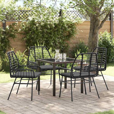 Garten Essgruppe 5 pcs Schwarz Poly-Rattan (1/5)
