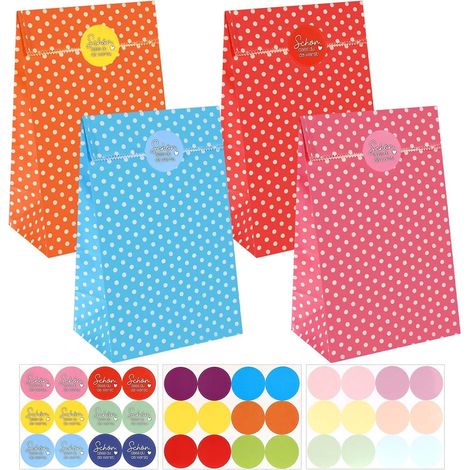 20 Pcs Sac en Papier Kraft, Sachet bonbons anniversaire  Sac Cadeau Sacs de Bonbons en Papier Kraft avec 36 Autocollants pour anniversaire enfant Fêtes, Fête de mariage (1/5)