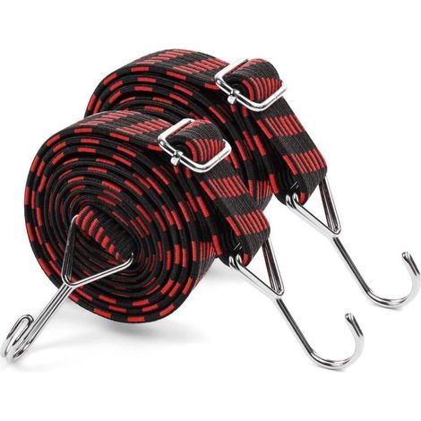 Spanngummi mit Haken, 2m x 3cm, 2 Stück, Schwarz & Rot (1/5)