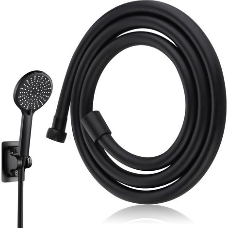 Tuyau de Douche 1.5M en PVC Noir, Anti-Explosion, Anti-Torsion et Anti-Fuite, Ultra Flexible, Compatible avec Douches G1/2, Surface Lisse (1/3)