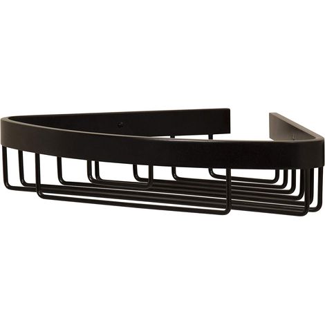 Croydex Large Corner Shower Caddy Bathroom Organiser Basket in Matte Black