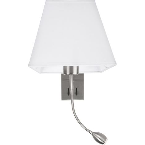 Merano Charlesbourg Liseuse Sable Nickel Satiné Aluminium Blanc Abat-Jour LED 3W 190lm LED E27