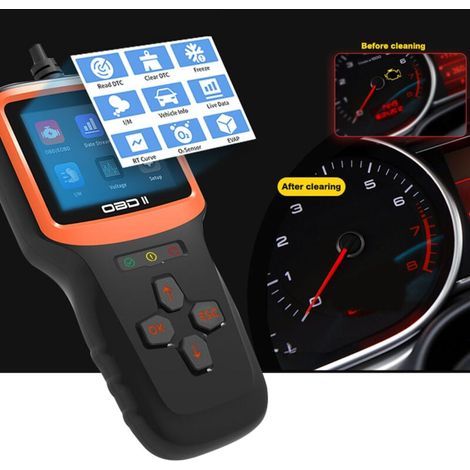 Herramienta de diagnóstico OBD2 para automóviles: Lector de códigos de falla del motor, funciones OBDII completas, máquina de diagnóstico para vehículos OBD. (1/4)